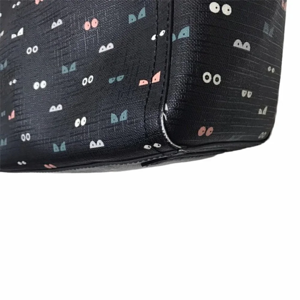 Fossil Black Vegan Leather Glowy Eyes Tote